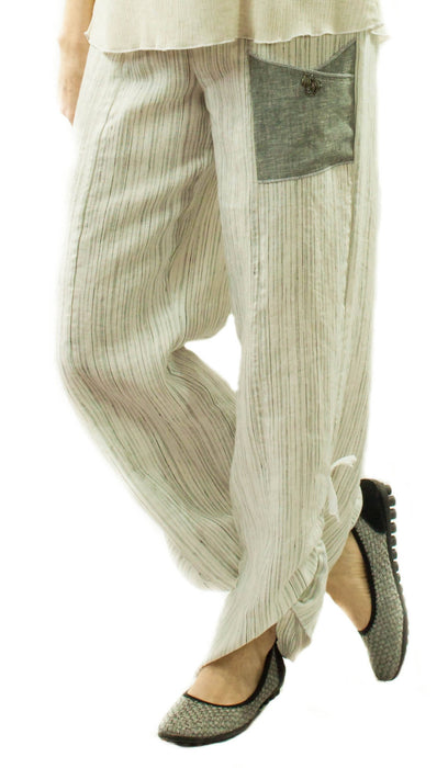 Pantalon lin classique le blanc mouton