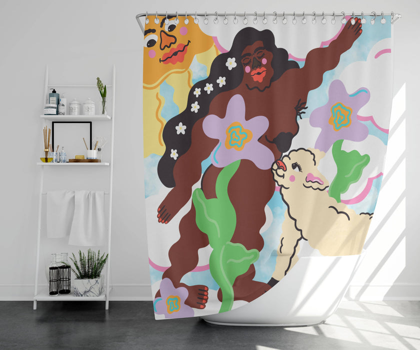 Rideau de douche de polyester, imperméable et lavable, 71" x 71", conçu en collaboration avec l'artiste teenadult