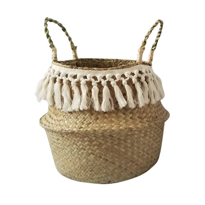 Panier naturel à frange