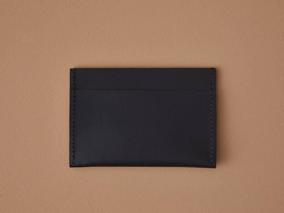 Porte-cartes simple en cuir noir