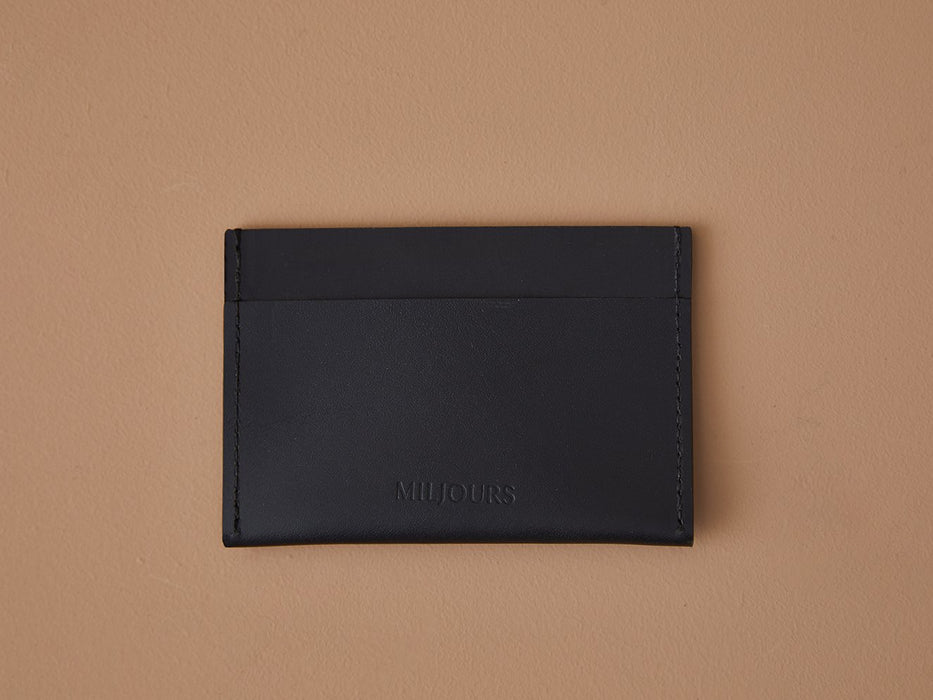 Porte-cartes simple en cuir noir