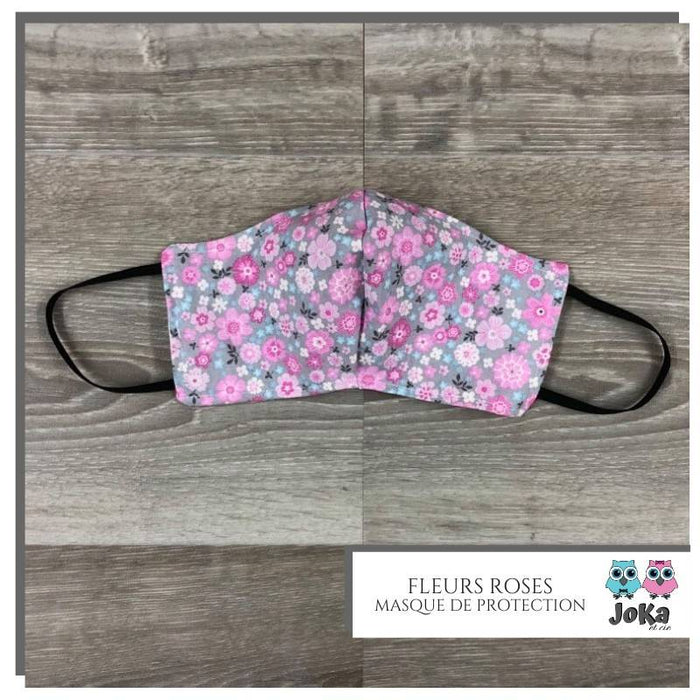 Masque de protection fleurs roses