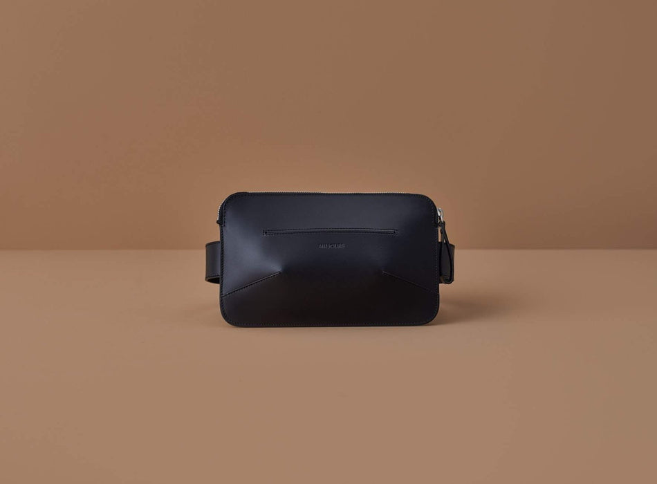 Sac banane en cuir noir