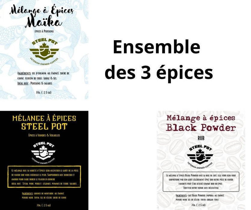 Ensemble des 3 épices steel pot