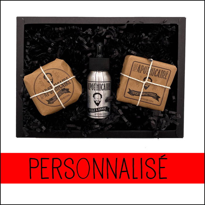 "ben" beau - boîte personnalisée - huile à barbe, shampoing, savon
