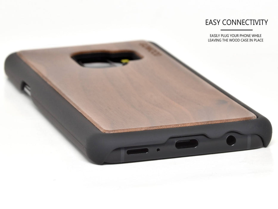 Étui samsung galaxy s9 en bois noyer et côtés en polycarbonate