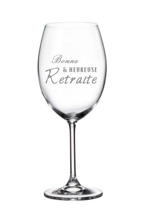Verre à vin bonne et heureuse retraite