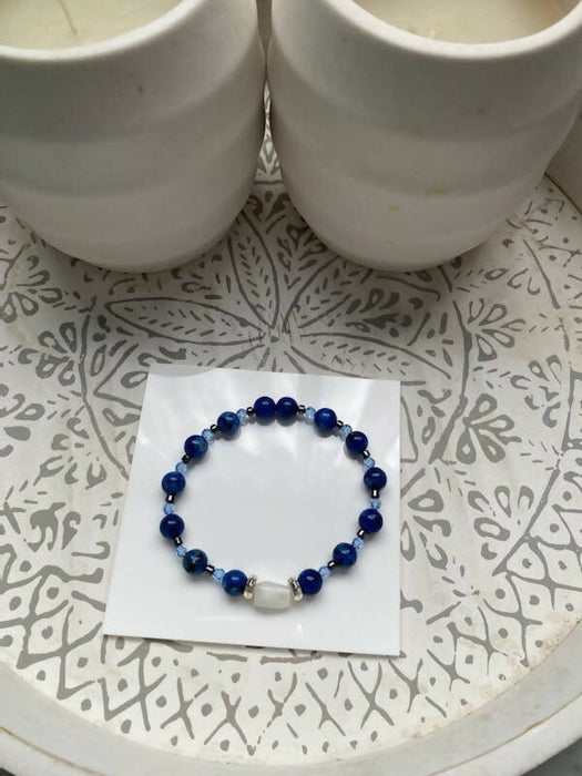Bracelet d'agate de feu bleu pour homme