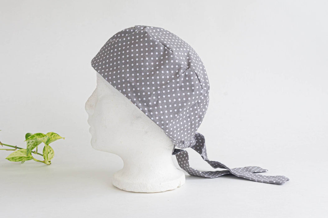 Bonnet chirurgical | motif pois bleu et gris