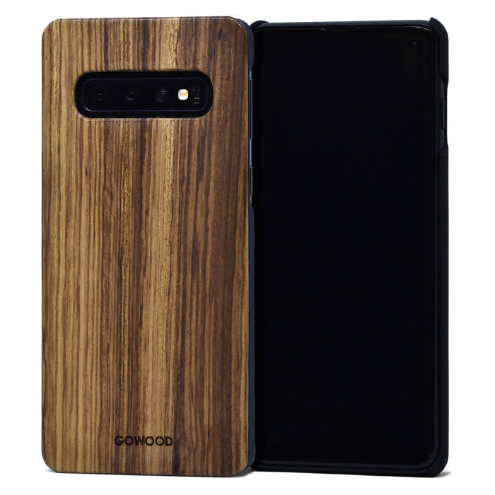Étui samsung galaxy s10 en bois zébré et côtés en polycarbonate