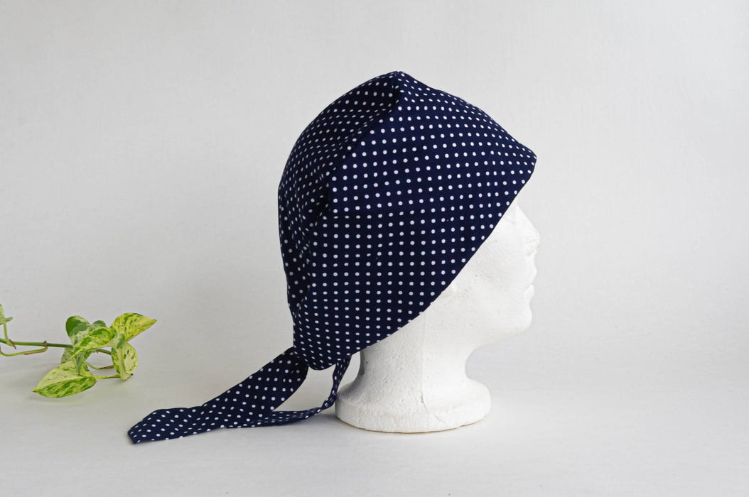 Bonnet chirurgical | motif pois bleu et gris