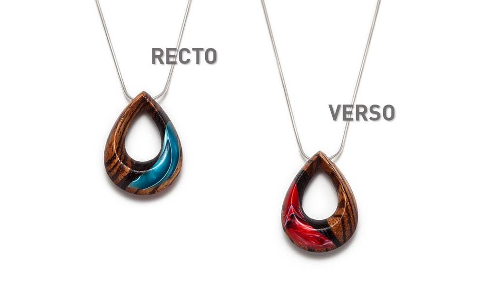 Collier ovale turquoise et rouge
