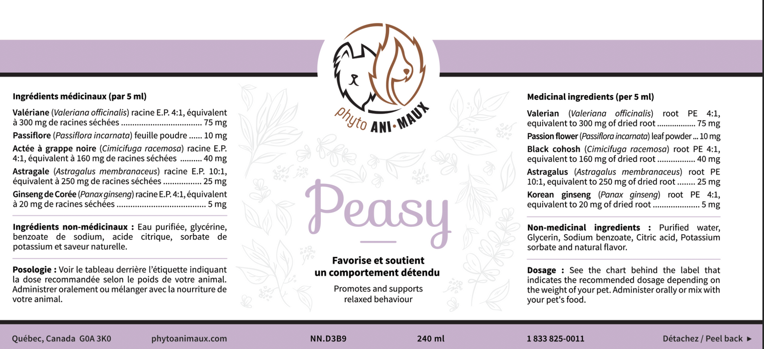 Peasy (anxiété pour chien et chat)