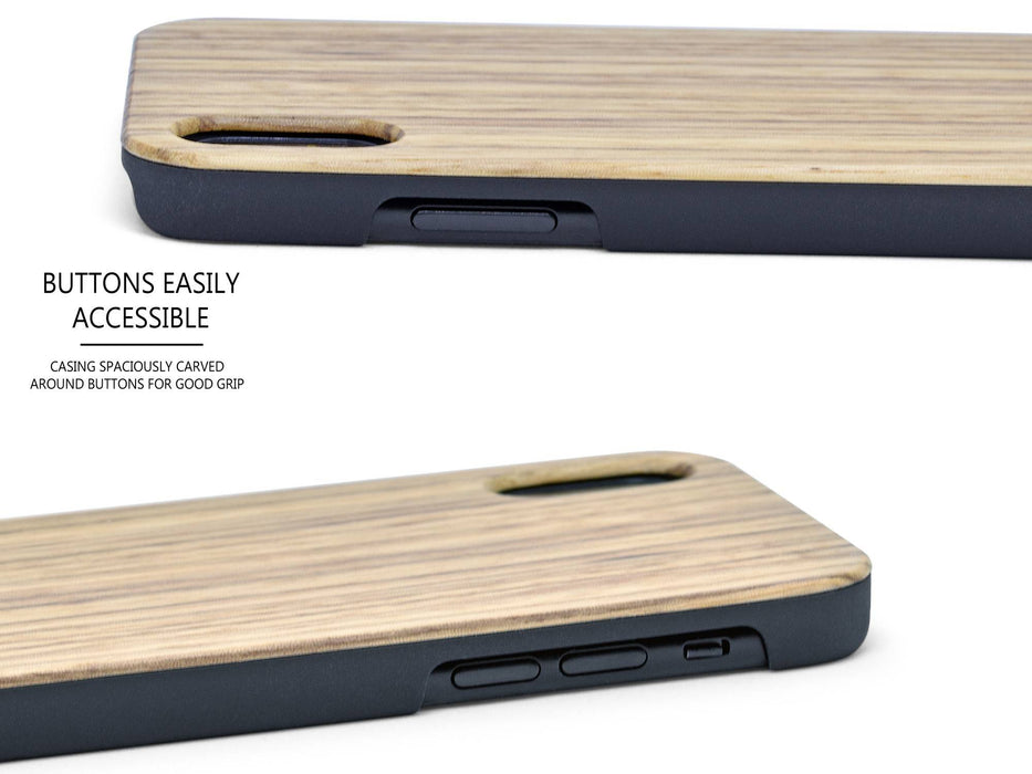 Étui iphone x et xs en bois zébré et côtés en polycarbonate