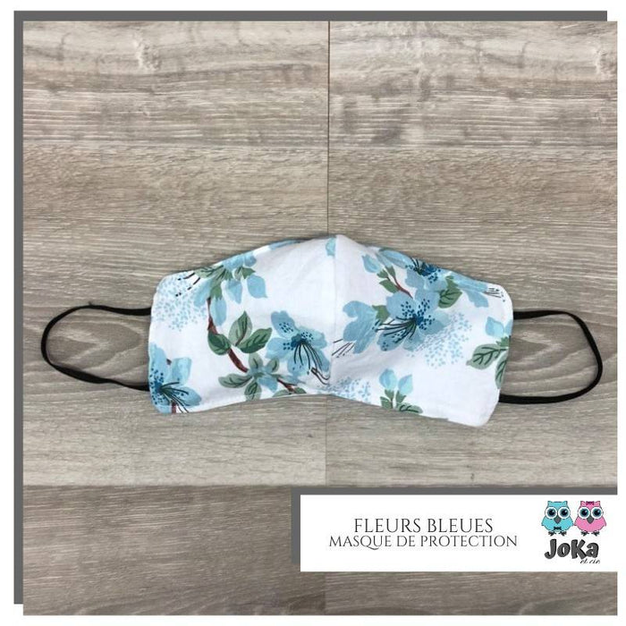 Masque de protection fleurs bleues