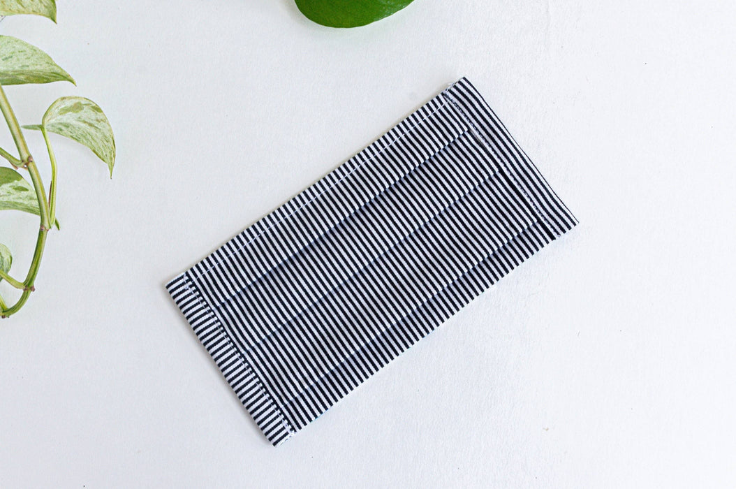 Masque en tissu - denim noir & pois & flamingo blanc