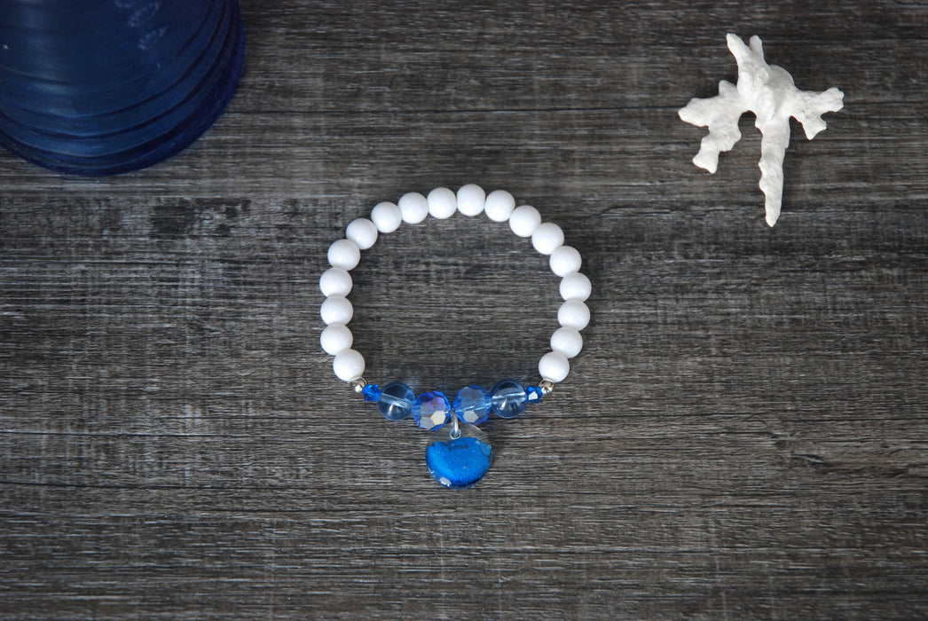 Bracelet "blanc sweet blue"