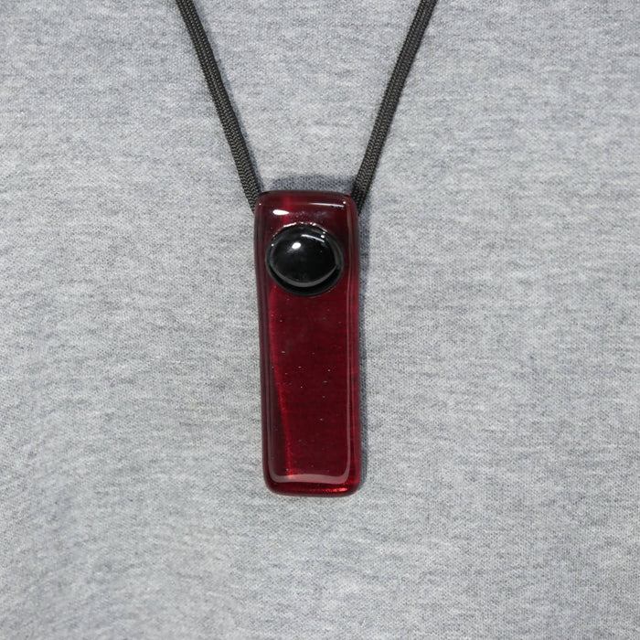Gros pendentif rouge clair/ long contemporain/ pendentif contemporain rouge et noir par mila