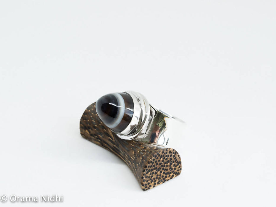 Bague agate «oeil de shiva» et argent