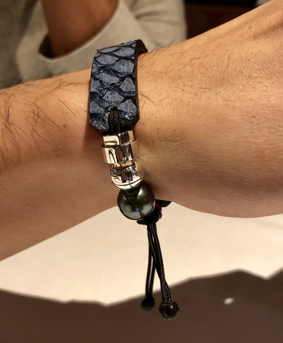 Bracelet en cuir d'écailles de poisson