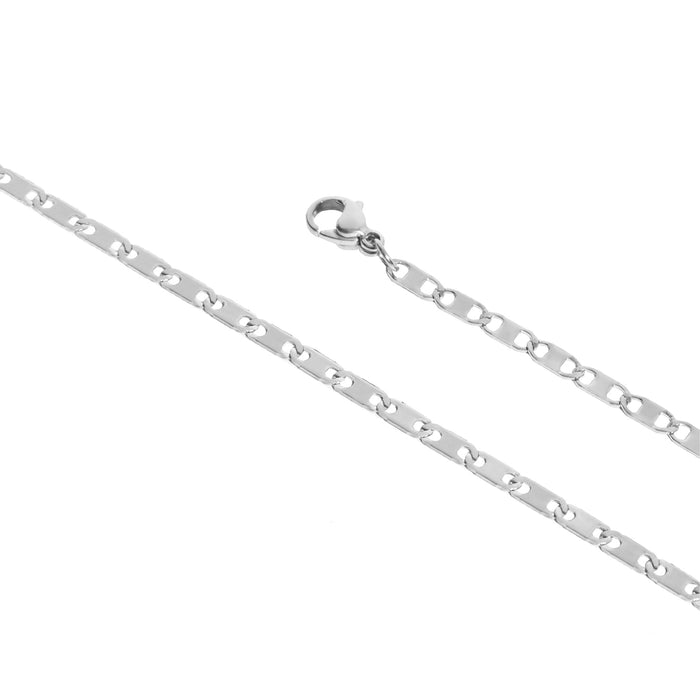 Bracelet chaîne plaquettes argent en acier inoxydable