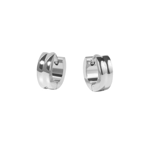 double silver earrings stainless steel boucles d'oreilles double argent acier inoxydable MIA bijoux