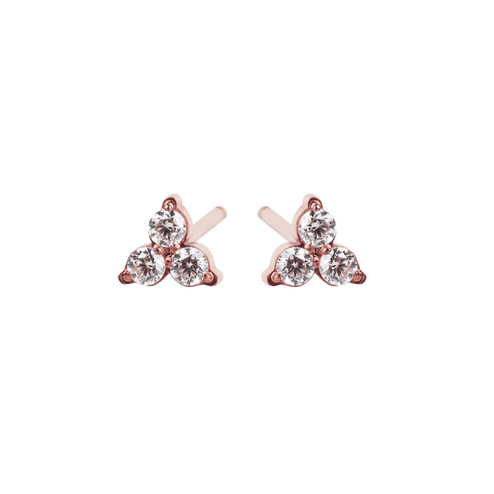 Boucles d'oreilles trois pierres or rose en acier inoxydable