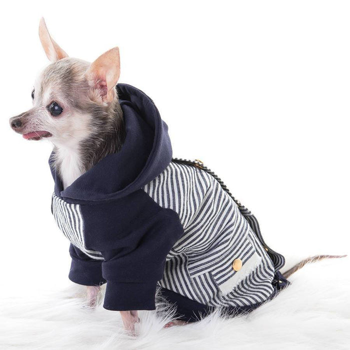 Manteau de denim jeans pour chiens, jacket mode, hoodie, manteau à capuchon non doublé xxs à l