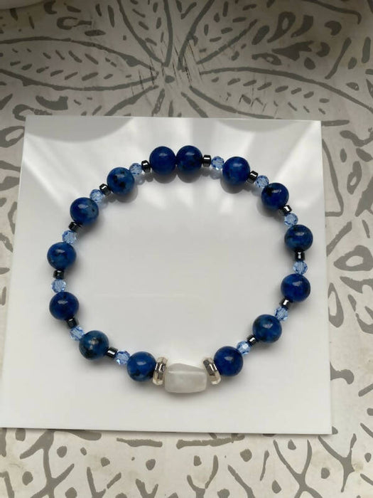 Bracelet d'agate de feu bleu pour homme