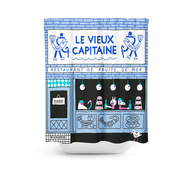 Rideau de douche de polyester, lavable à la machine, 71" x 71", conçu en collaboration avec l'artiste ben tardif