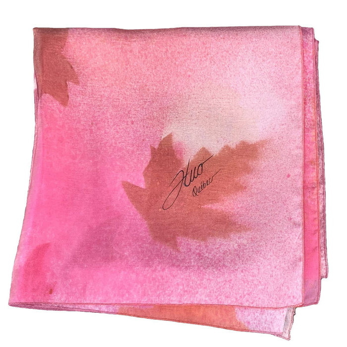 Foulard carré de soie érable rosé