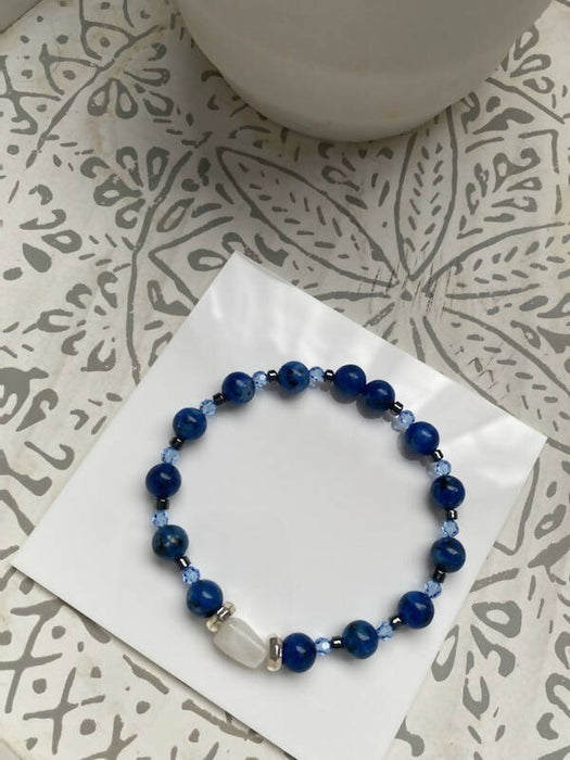 Bracelet d'agate de feu bleu pour homme