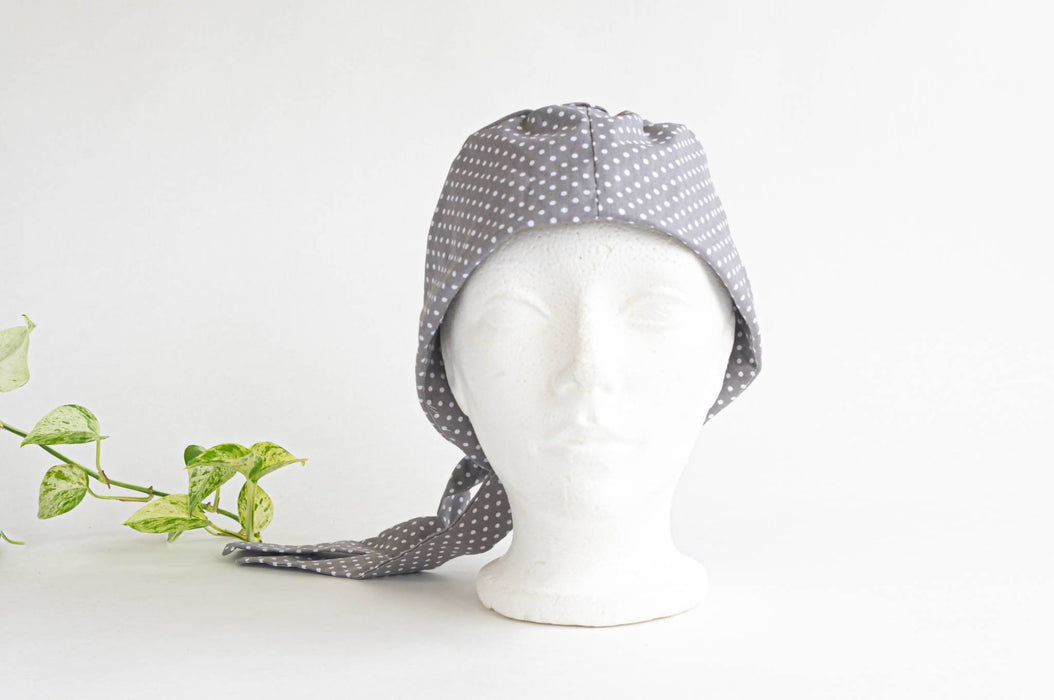 Bonnet chirurgical | motif pois bleu et gris