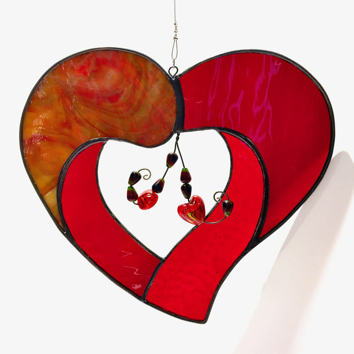 Vitrail mobile en forme de coeur | l'accroche-coeurs | rouge