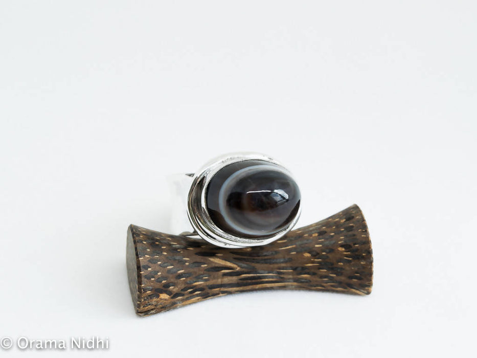 Bague agate «oeil de shiva» et argent