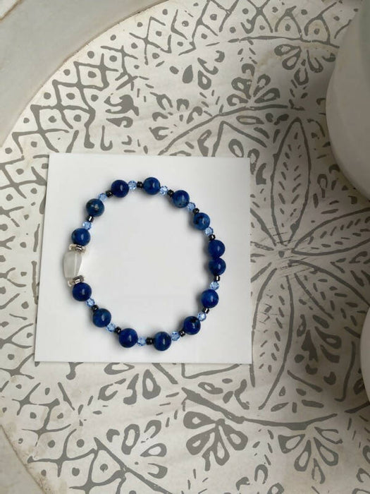 Bracelet d'agate de feu bleu pour homme