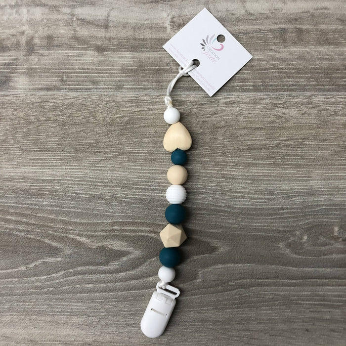 Attache-suce coeur, turquoise, beige et blanc