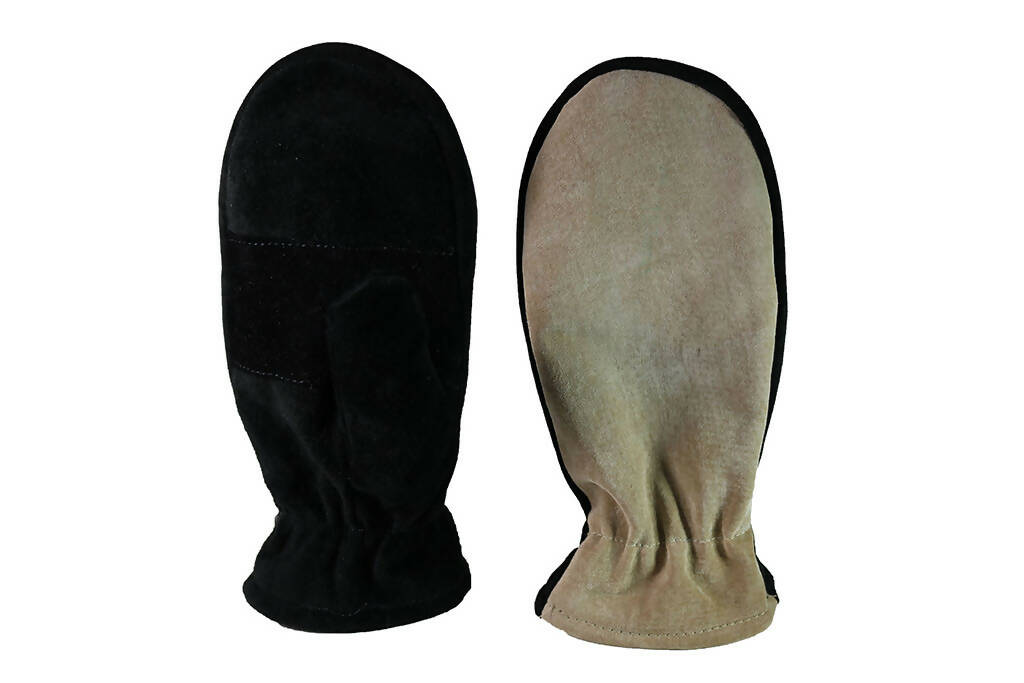 Mitaine en suède crème et noire