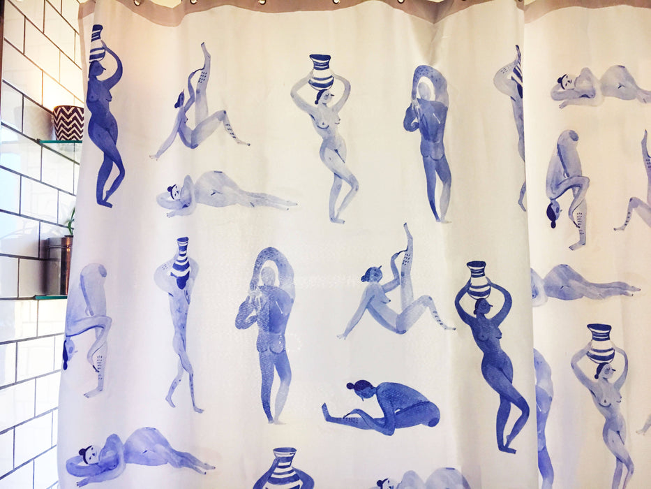 Rideau de douche en polyester, imperméable et lavable, 71" x 71", conçu en collaboration avec l'artiste agathe b-b