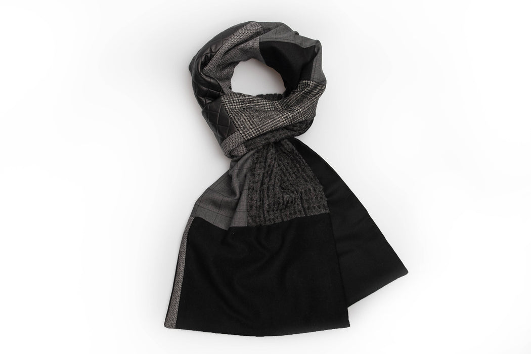 Foulard patchwork géométrique - gris et noir