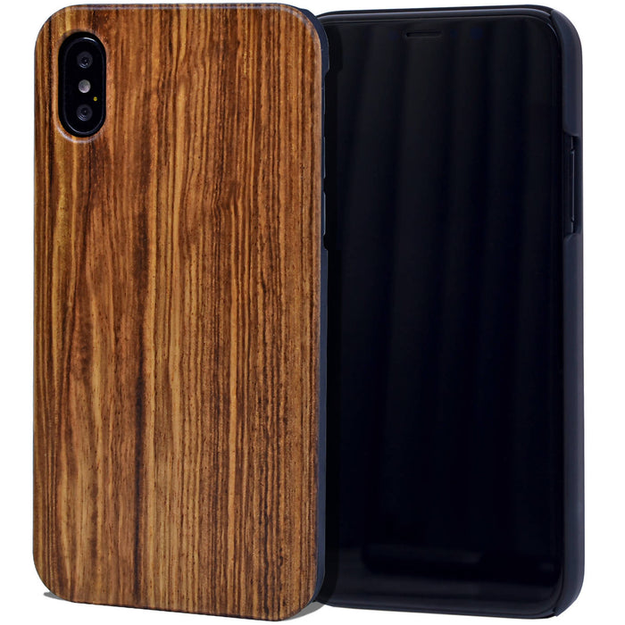 Étui iphone x et xs en bois zébré et côtés en polycarbonate