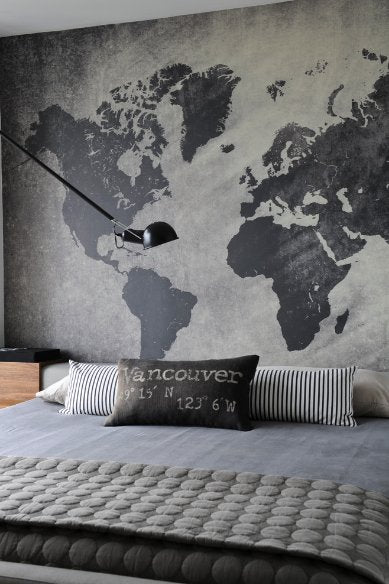 ART WORLD MAP MURAL GREY walldecor-wallmurals WYNIL   