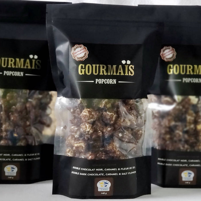 Popcorn double chocolat noir, caramel & fleur de sel