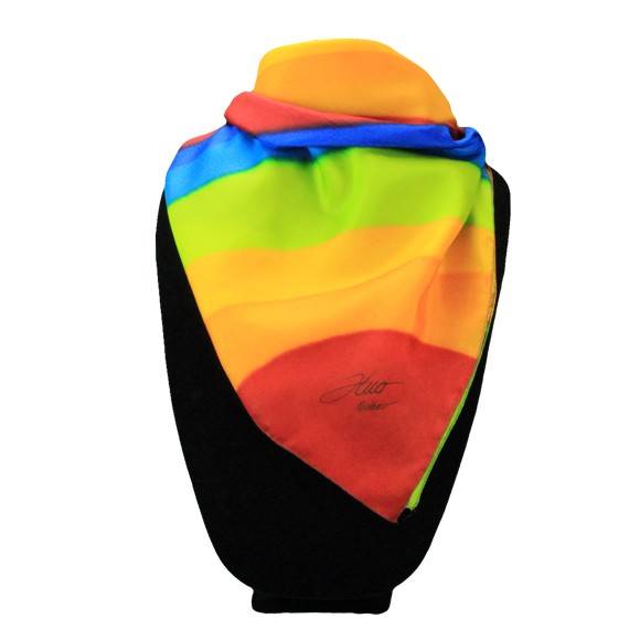 Foulard carré de soie        arc-en-ciel