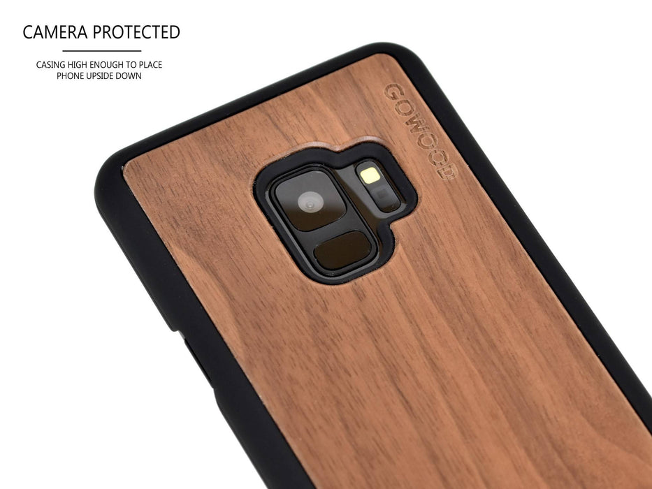 Étui samsung galaxy s9 en bois noyer et côtés en polycarbonate