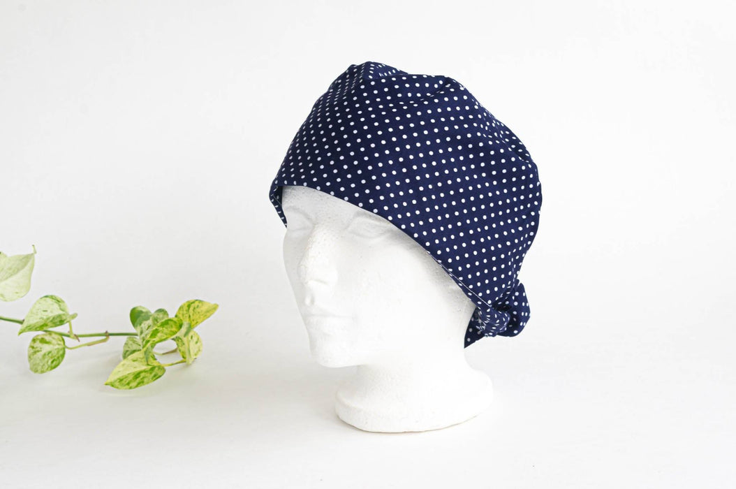 Bonnet chirurgical | motif pois bleu et gris