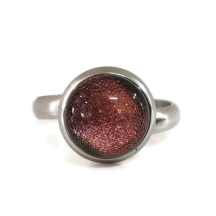 Bague hibiscus (saumon), verre fusion