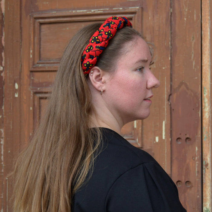 Bandeau tressé – rouge et noir