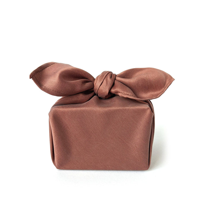 Furoshiki - emballage réutilisable - satin, rose brun