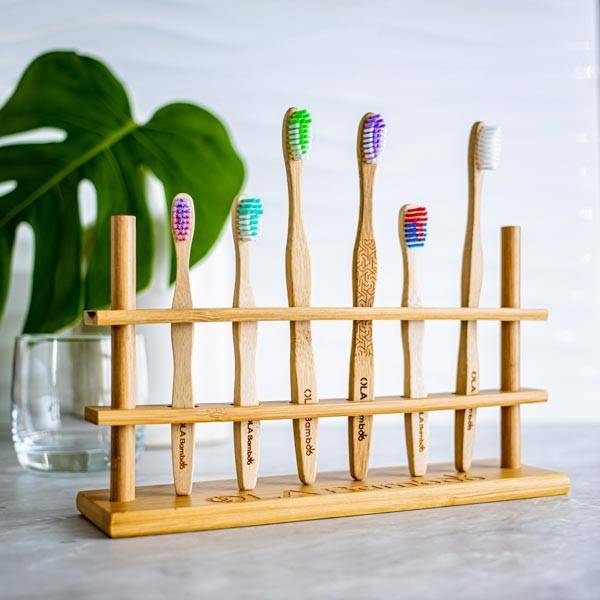 Porte-brosses à dents en bambou
